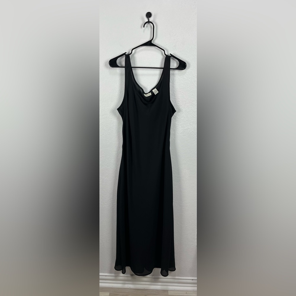Ann Taylor Women’s Black Maxi Dress Slip Sheer Sleeveless Chic Effortless Casual